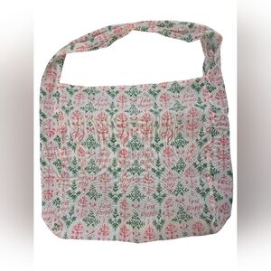 Free People Reusable Tote Shoulder Bag Christmas Gauze Knit Boho Shopping Bag